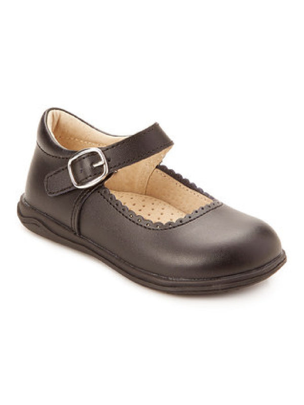 Lamour Girls Black Chloe Classic Scalloped Mary Jane Shoes 4 Baby-10 Toddler - SophiasStyle.com